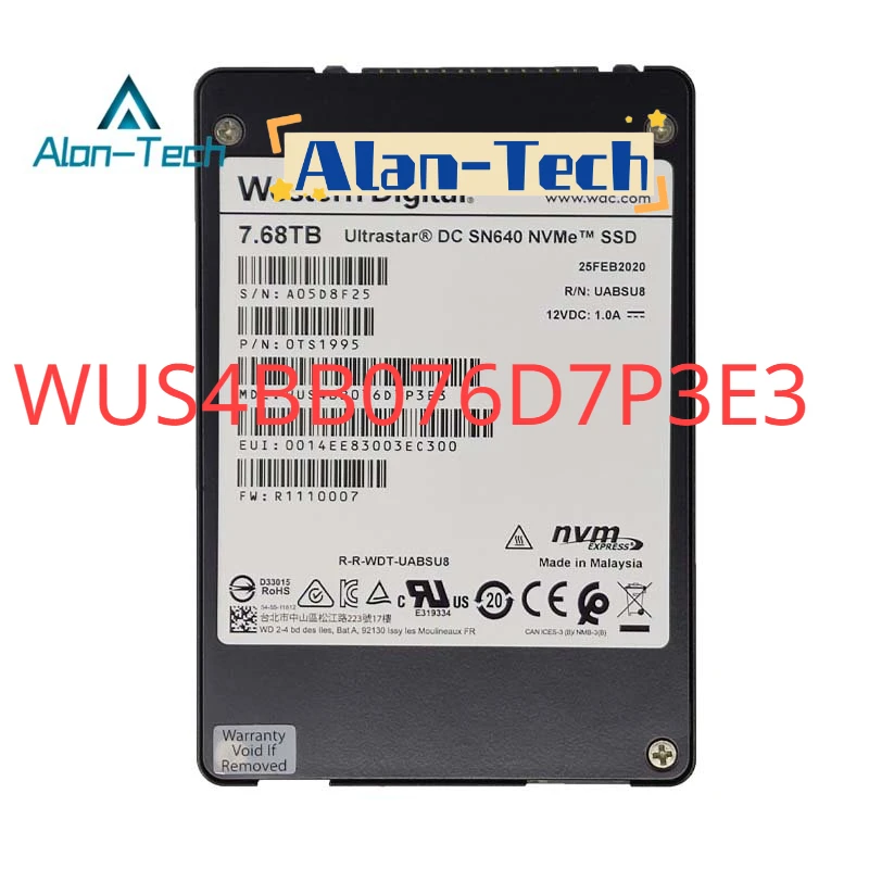 Nuovo W-D Sn640 7.68T Ssd Wd Muslimu.2 Server Solid State Drive Ultrastar Dc Nvme Data Center Hard Disk