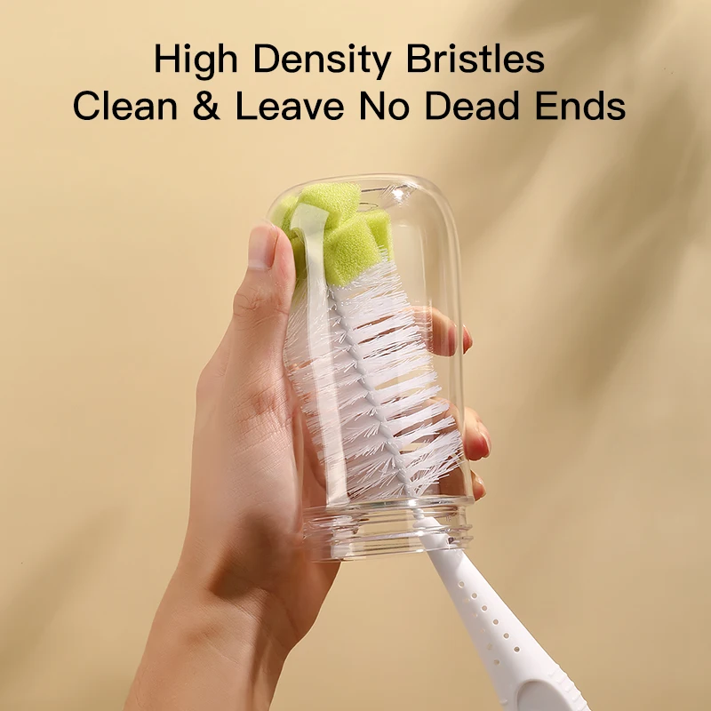SAIDAH Simple Nylon Sponge Suction Feeding Bottle Nipple Pacifier Brush Set Water Sippy Vacuum Cup Cleaning（2 in 1） bottle brush bottle cleaning brush cleaning brush cleaning brush set