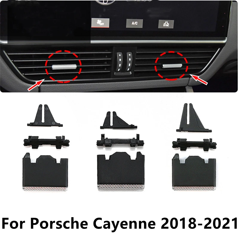 

For Porsche Cayenne 2018-2021 Front/Rear Air Conditioning Vent Paddle Direction Knob Outlet Clip with Chrome
