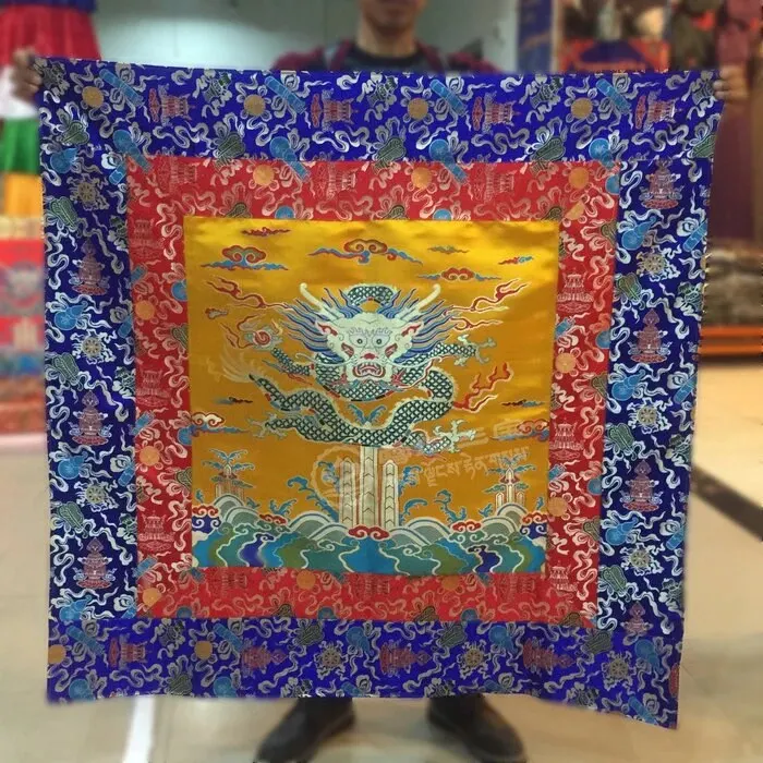 

120cm Wholesale Buddhist supply Tibet family home Buddhism Temple Embroidery ROYAL dragon Hanging curtain Altar Table cloth Deco