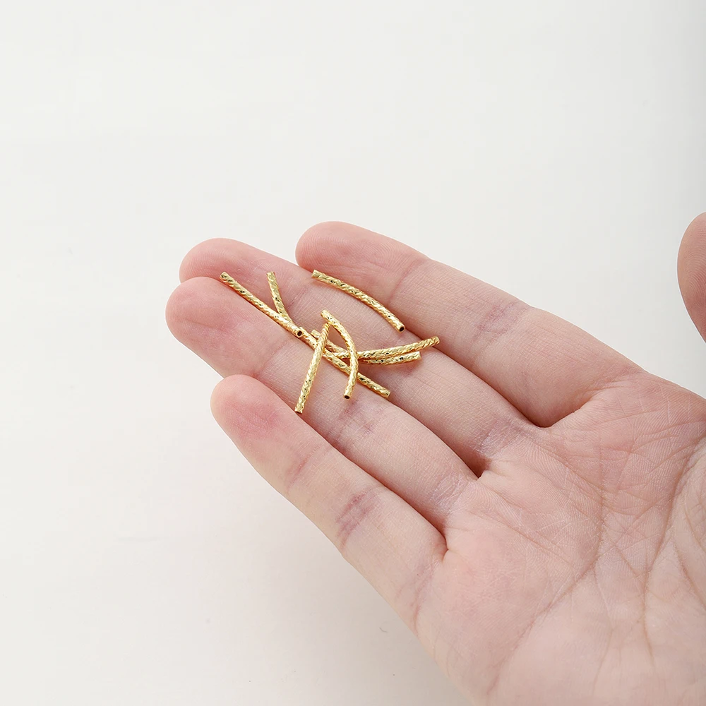 Elegant Curved Tube Bracelet Set - Gold & Silver Plated Brass Jewelry Crafting Supplies (20 Pieces)