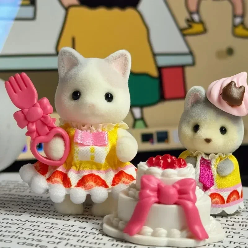 Baby Doll Figures Hot Original Sylvanian Families Model toys Baby Mini Figure Room Dress Up Cute Box Cake Lucky Bag Doll Birthday Children Gifts
