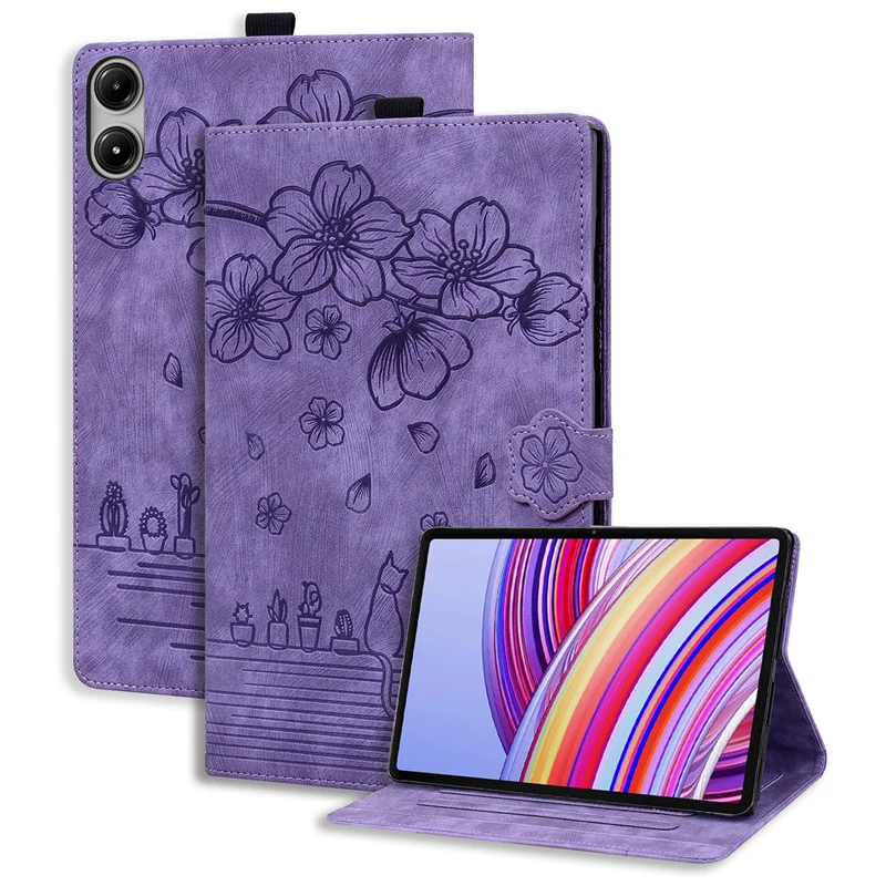 Embossed Floral PU Leather Wallet Flip Stand Tablet Cover - 12.1''