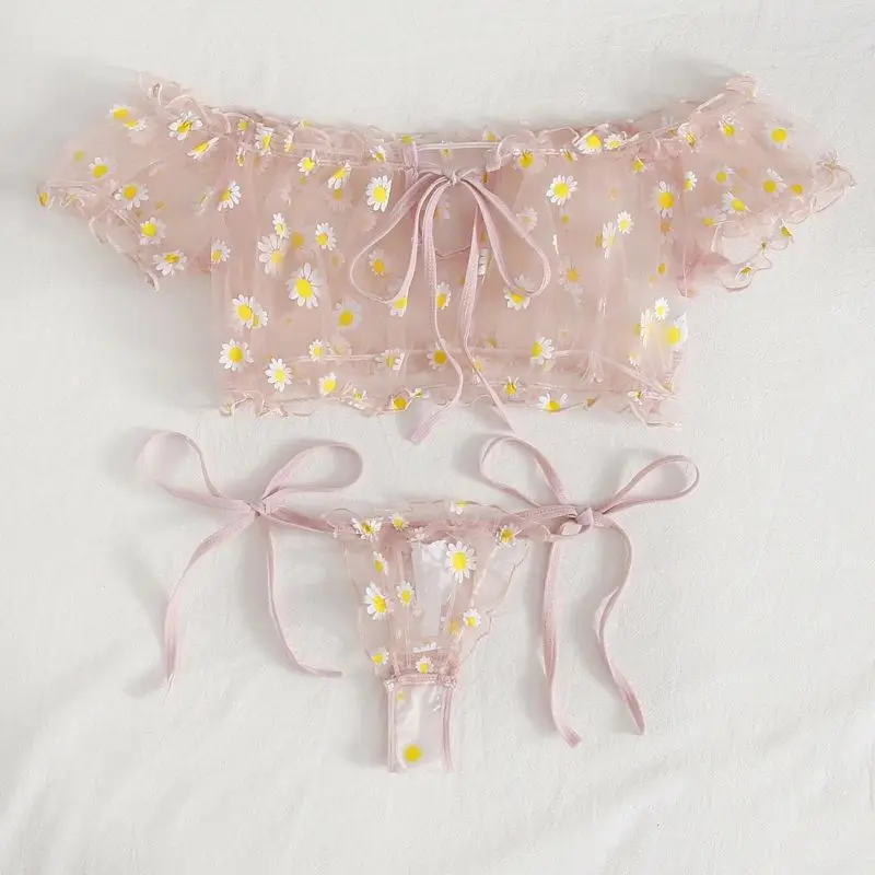 Lingerie Sexy Fleurs Broderie Dentelle Soutien-Gorge Culotte Sous-Vêtements Femmes Ensemble Transparent Mesh Lingerie Érotique Vêtements De Nuit Sexy_voghion.com
