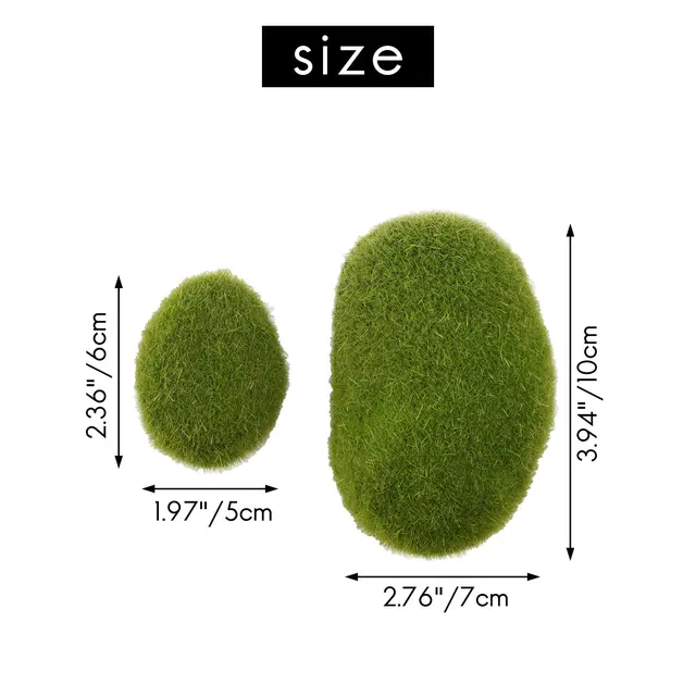 20 Darab 2 Méretű Sziklák Dekoratív Faux Zöld Moha Borítva - Image 6