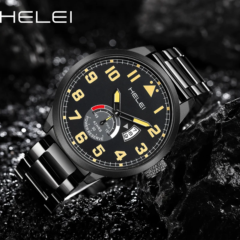 HELEI2024 Watch Men's Watches Luxury Waterproof Brand Watches Stainless Steel Round Clock Men's Quartz Watches Gift For Men