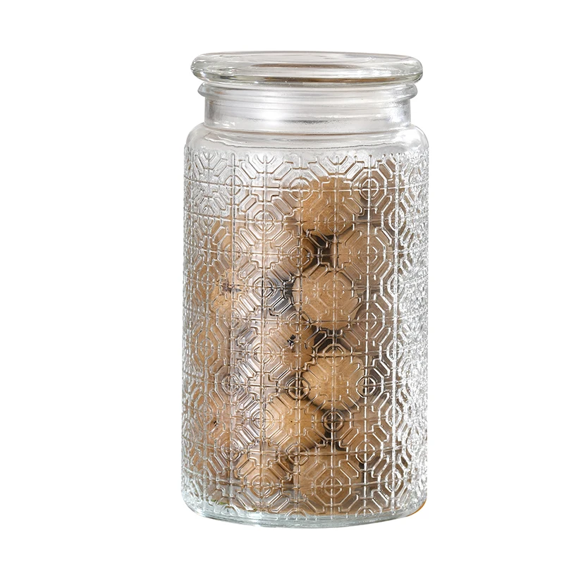1000ml Glass Storage Jar of Begonia Flower Nuts Snacks Sealed Jar of Tea Miscellaneous Grains with Lid Household Storage Jar 5