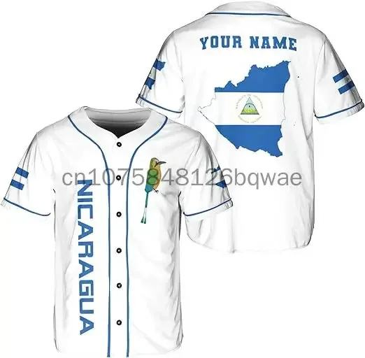 New 2024 Nicaragua Customize Your Name Baseball Jersey Shirt Baseball Shirt 3D Printed Men's Shirt Casual Shirts hip hop Tops 6