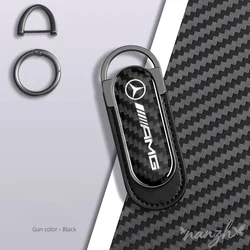 Carbon Fibre Keyring Pendant - Luxury Car Keychain Gift (Gun black)