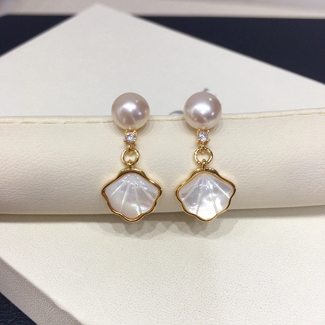 ZHBORUINI 2025 New Freshwater Pearl Jewelry Set 7-8mm Shell Shaped Pendant Earring Ring for Women Elegant Gift 2025 New Arrivals 3