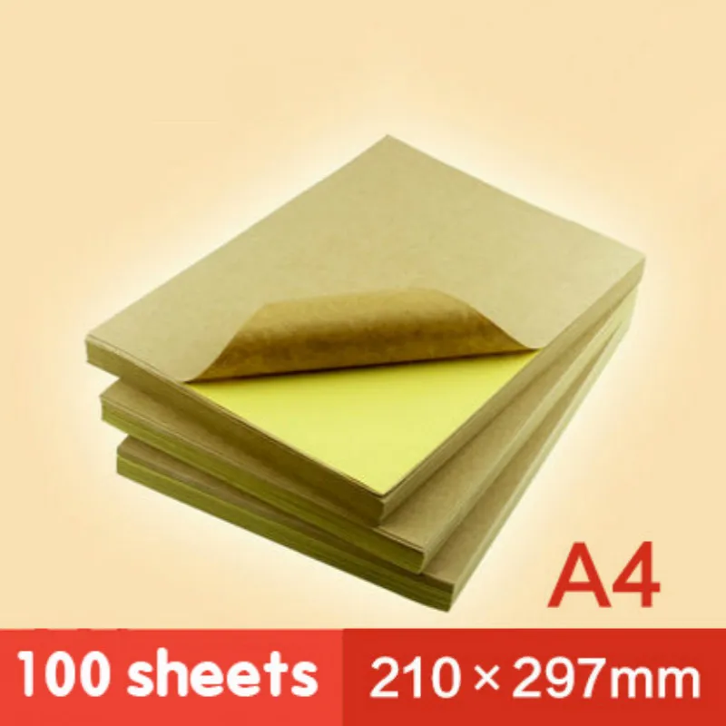 a4-kraft-etiqueta-de-escrita-caixa-cor-inkjet-impressao-a-laser-auto-adesivo-etiqueta-de-couro-adesivo-papel-amarelo-100-pecas
