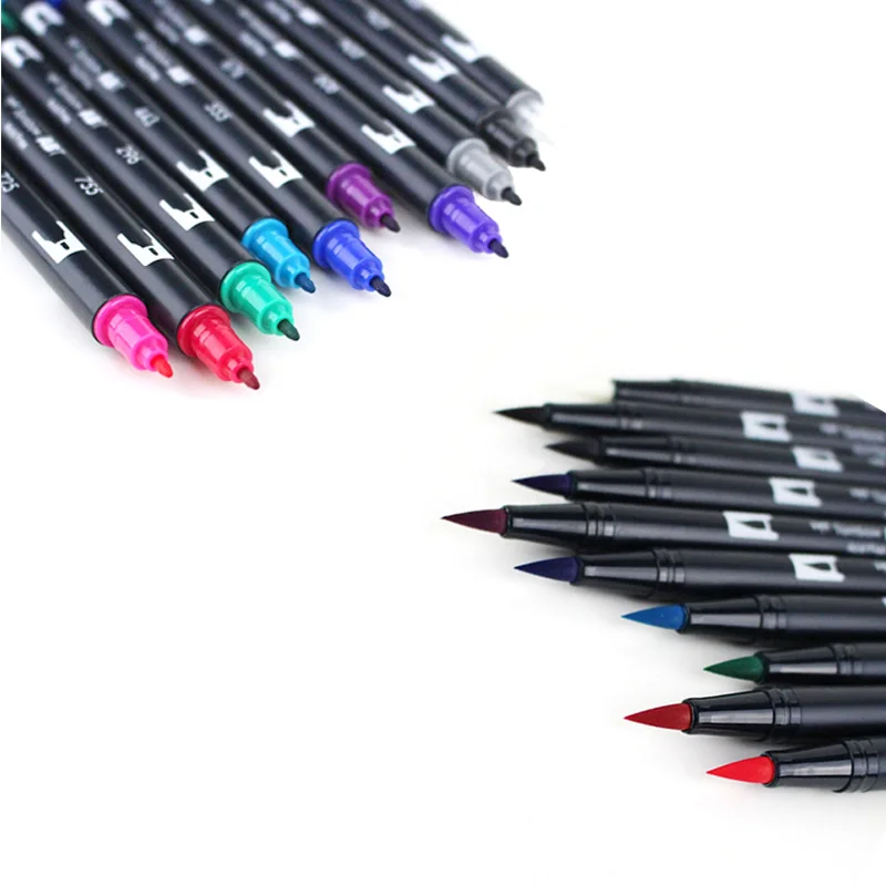 TOMBOW 소프트 수채화 더블 헤드 마커, 캘리그라피 펜 AB-T, 12 색 펜, 소프트 브러시 펜, 드로잉 지명 미술 용품
