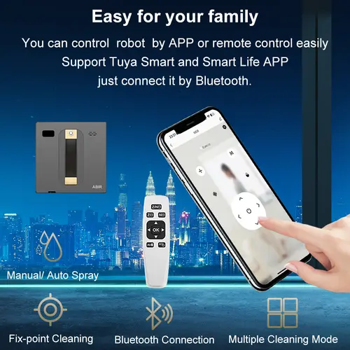 ABIR WD8 Robot Window Vacuum Cleaner,Dual Water Spray,Laser Sensor,Smart Home Glass Wall Wet Dry Cleaning ,APP&Remote Control - Image 4