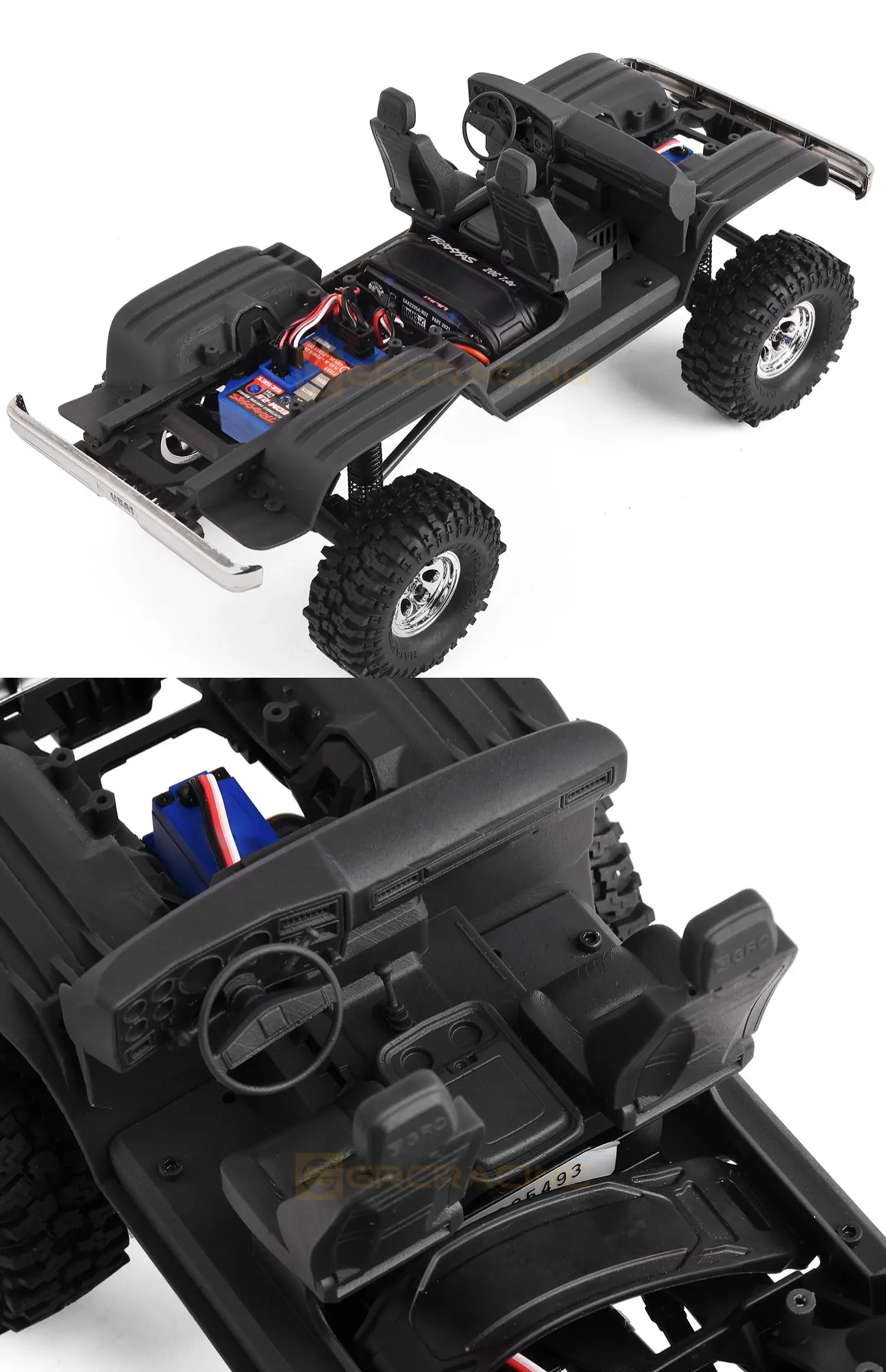 For TRX-4 1/10 リアバンパー ライトとDリング付き RCクローラーカー