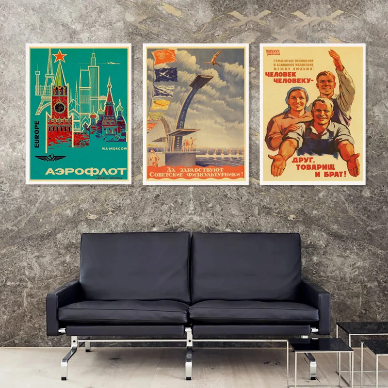 Buy Three Get Four USSR CCCP Russian Stalin Portrait Poster Prints Vintage Home Room Art Wall Decoration Soviet Retro Painting