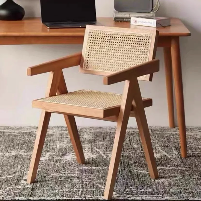 

Modern Rattan Dining Chairs Luxury Design Wooden Italian Bedroom Chair Ergonomic Living Room Sillas Comedor Furnitures FY25XP