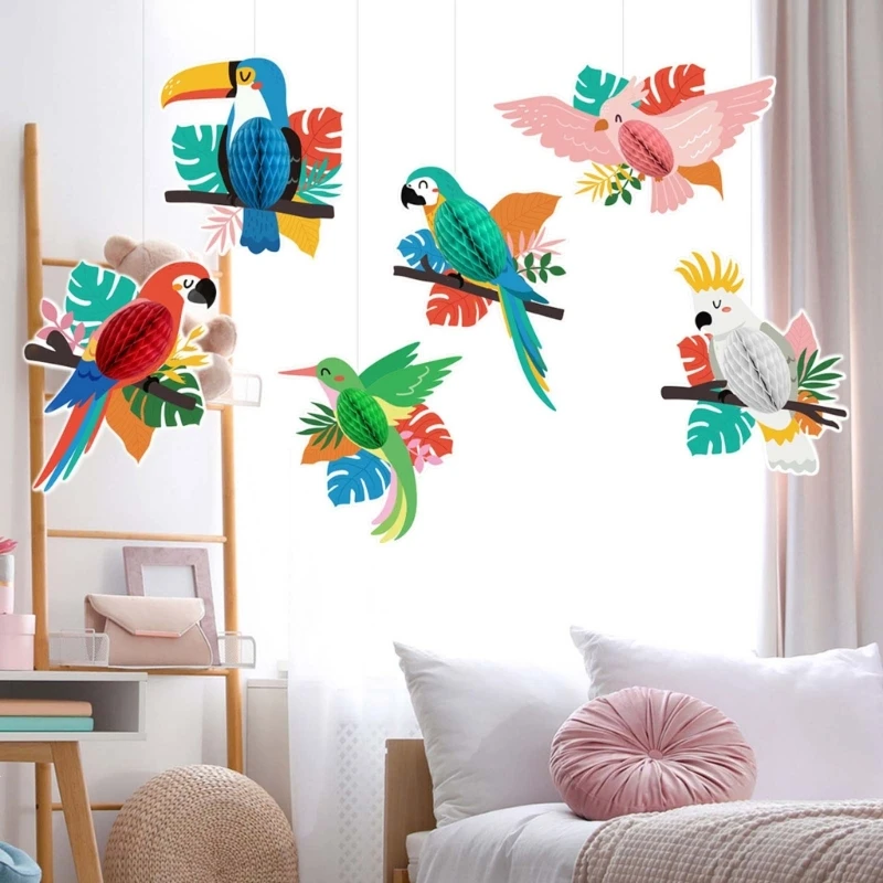 24 ピース 熱帯の鳥 ハニカム ペーパー カットアウト オウムハニカム フェイクオウム ルアウ パーティー デコレーション 空飛ぶ鳥 ハワイアン パ : 24 ピース 熱帯の鳥 ハニカム ペーパー カットアウト