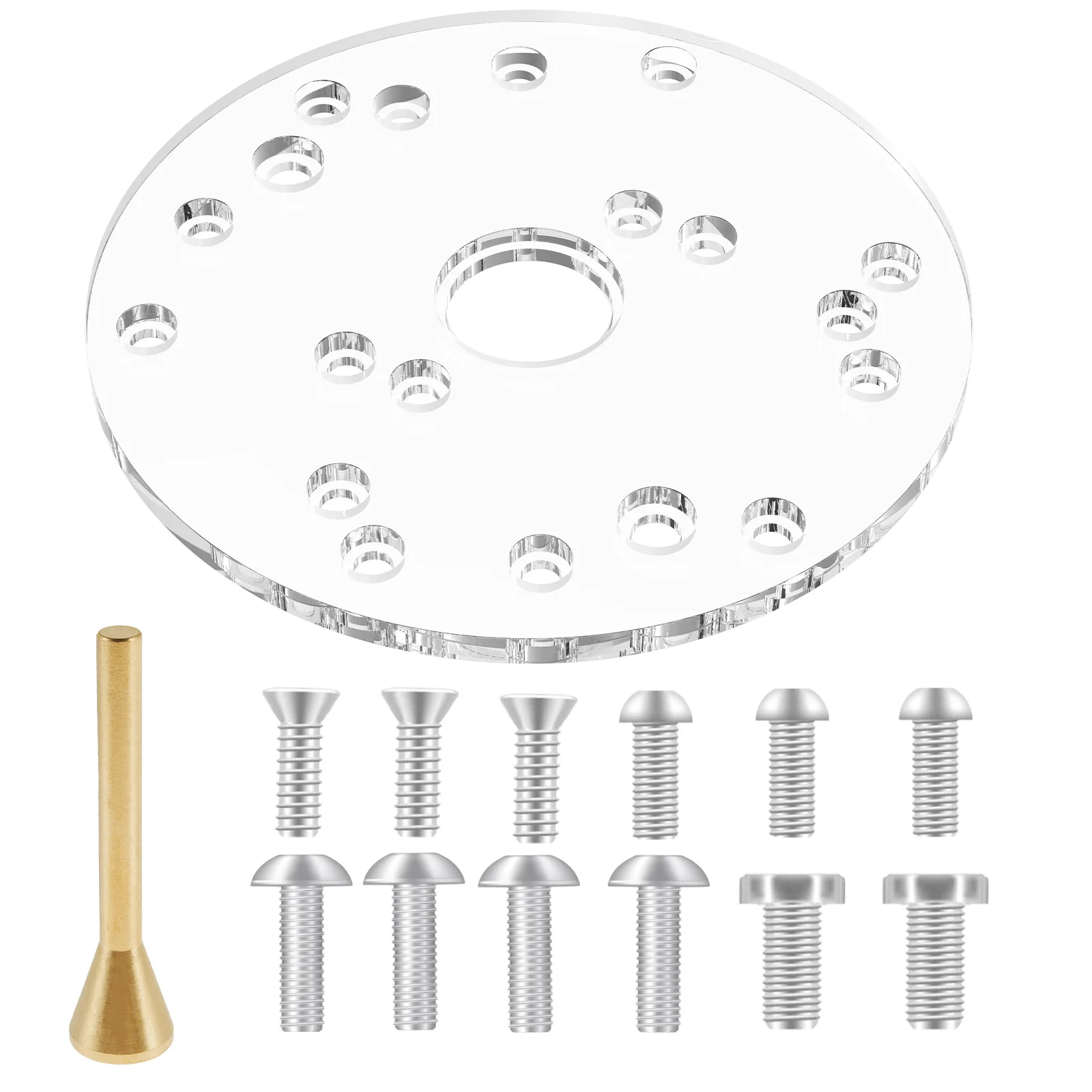

Router Base Plate Clear Acrylic Router Baseplate with Centering Pin and Screw Round Router Base Board Woodworking Auxiliary Tool