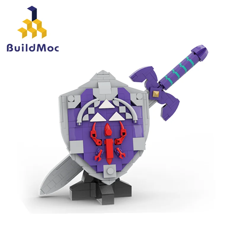 

Buildmoc Game Zeldaed Ruins Link Master Sword Stable Hyruleds Shield MOC Model Building Blocks Kits Toys for Children Gifts