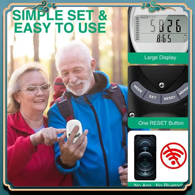 Pedometer For Walking, Portable Walking Pedometer 3D Step Counter, Simple Electronic Steps Tracker With Carabiner Easy To Use