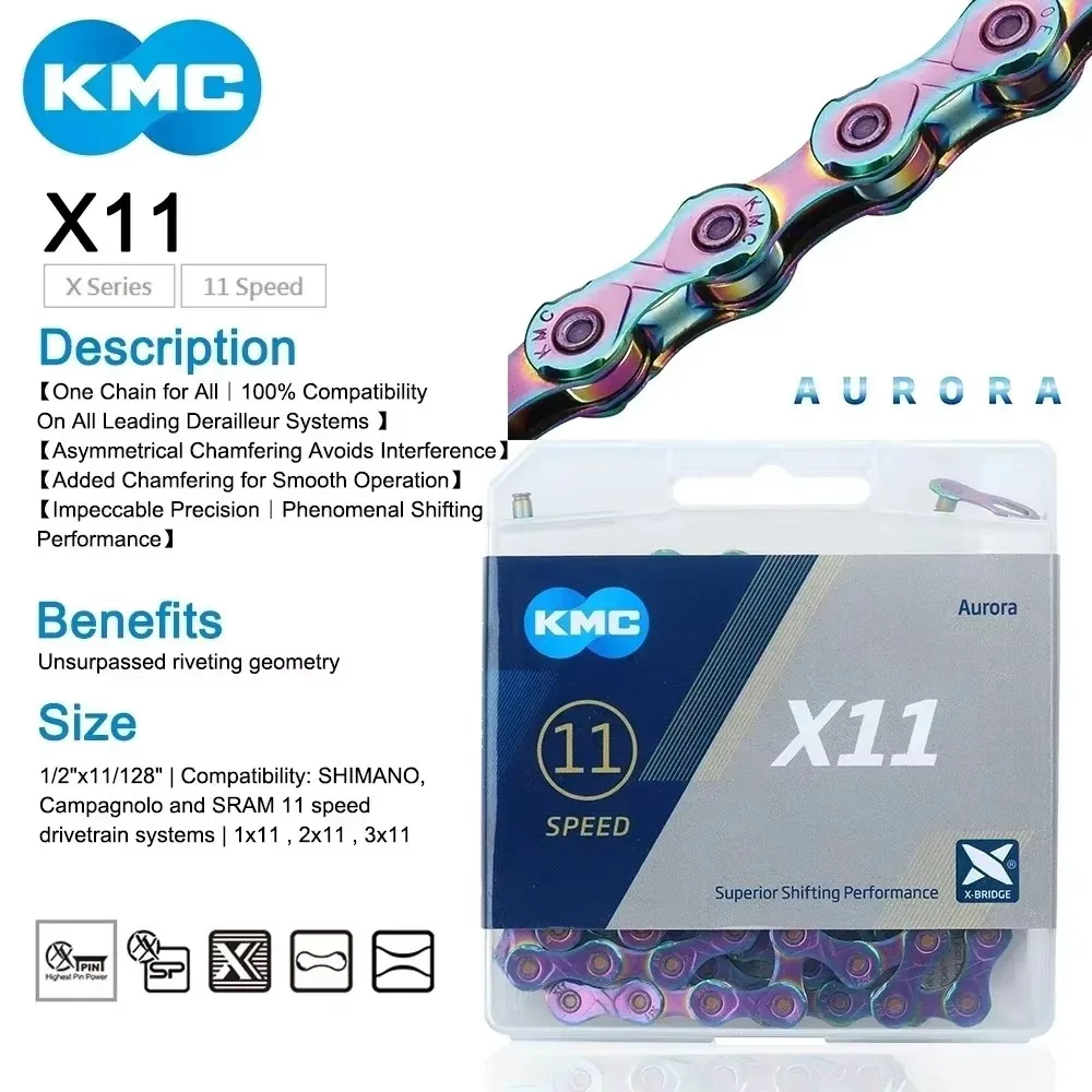 KMC X10 X11 X12 Road MTB Bicycle Chain 10/11/12 Speed Compatible Shimano Sram Bicycle Chains Bicycle Chain