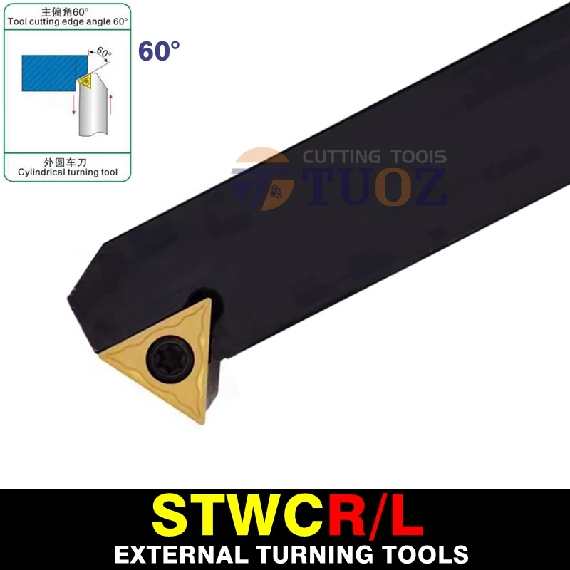 

TUOZ STWCR1616H16 STWCL1616H16 STWCR2020K16 STWCL2020K16 STWCR 60° STWCL 1616H16 2020K16 External Turning Lathe Tool Holder for