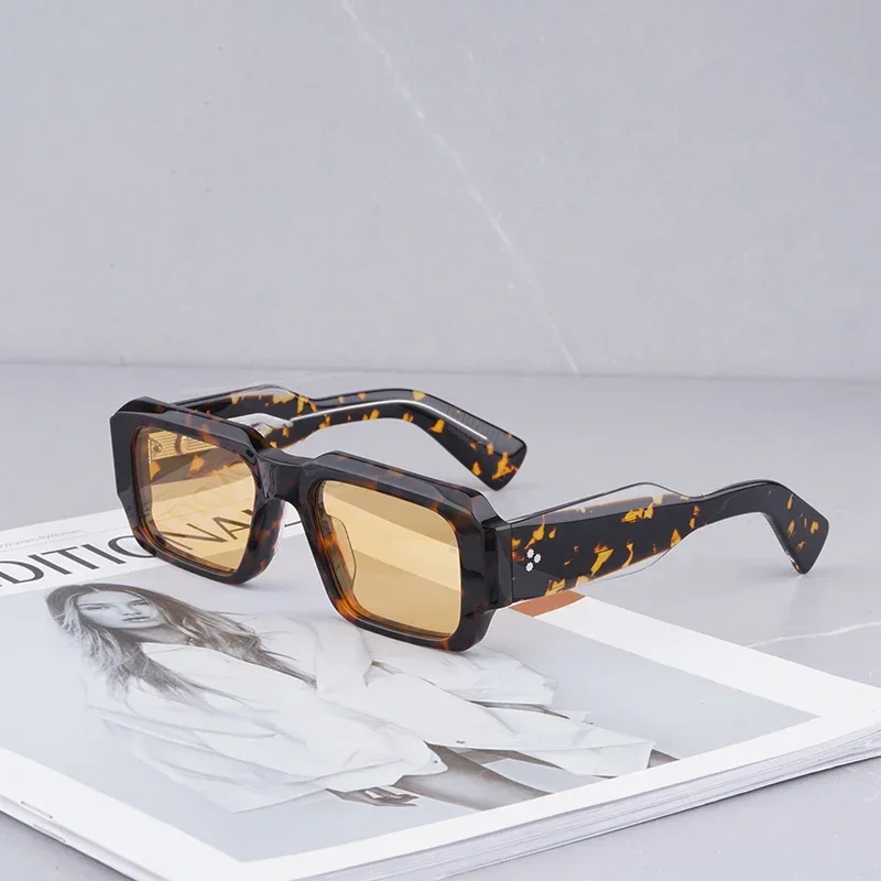 

JMM MIGLIA Sunglasses for Men Vintage Square Acetate Luxury Designer Fashion Sunglasses Women Sun Glasses Blue Lenses Sunglass