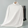 Men's High Collar Knitted Sweater Autumn Winter Faion Slim Fit Base Layer irt Warm  Color White Knitted Wool Sweater