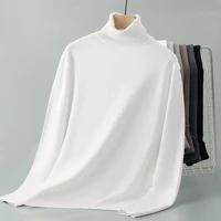 Men's High Collar Knitted Sweater Autumn Winter Faion Slim Fit Base Layer irt Warm  Color White Knitted Wool Sweater