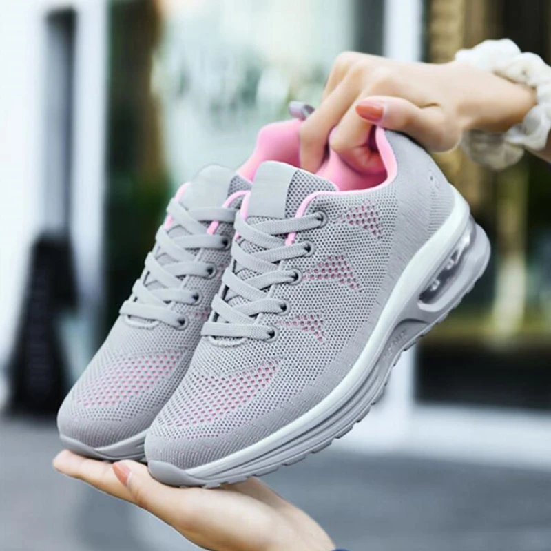 Fashion Sneakers Women Shoes Stretch Fabric Air Cushion Casual Platform Shoes Ladies Loafers New Student Sports Shoes Very Light