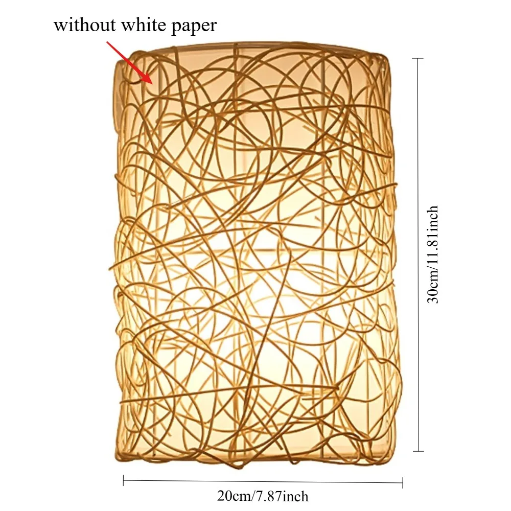 Hand Woven Rattan Wall Lamps with Dimmable on/Off Switch Plug in Lamp Rustic Boho Vintage Wall Sconce for Bedside Restaurant E27