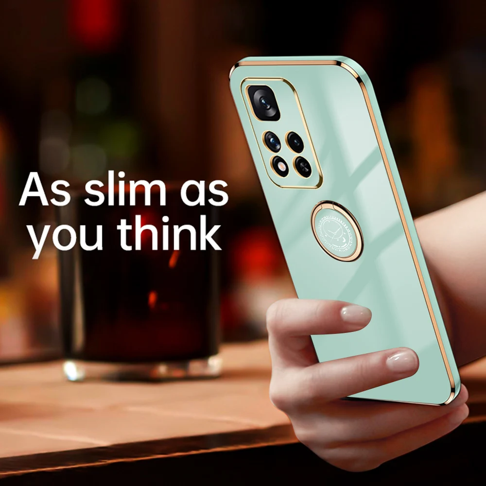 Custodia ad anello quadrato di lusso per Xiaomi Redmi Note 10 11 Pro Max Plus 10S Cover Redmi 10 Note 10 Pro 4G 5G Bag in silicone_voghion.com