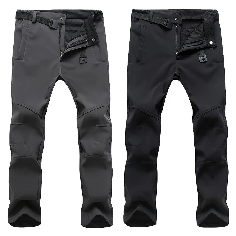 

Men Winter Thick Fleece Warm Stretch Fishing Pants Outdoor Windproof Waterproof Cargo Pants Military SoftShell Tactical Trousers