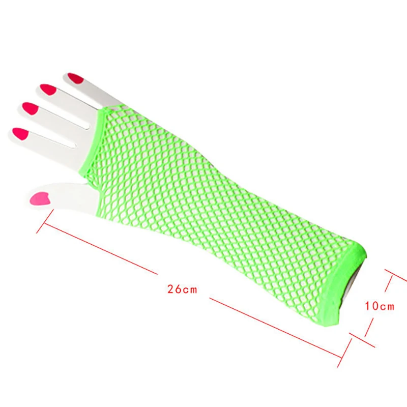 Fingerless Gloves 1pair Neon Fishnet Fingerless Long Gloves Leg Arm Cuff Party Wear Fancy Dress for Womens Sexy Girls Punk Goth Dance Mesh