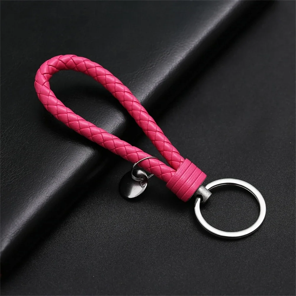 Vibrant PU Leather Woven Rope Keychain - Handmade Accessory and Gift
