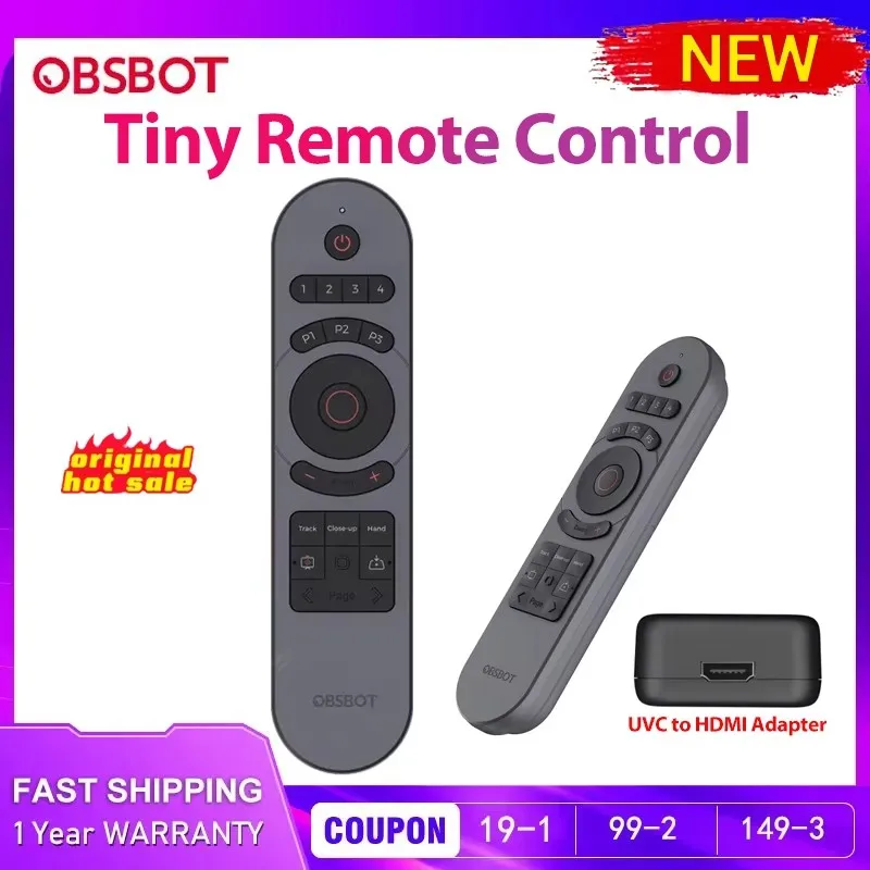 OBSBOT Smart Remote Controller Webcam Signal Transcode UVC Camera to HDMI Adapter Conversion UVC USB-C Webcams for Tiny2