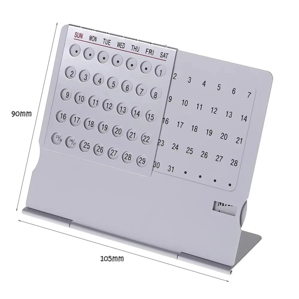 Calendario da Tavolo Manuale in Lega di Alluminio, Mini Calendario Perpetuo Regolabile e Riutilizzabile, Calendario Mensile da Scrivania - immagine 4