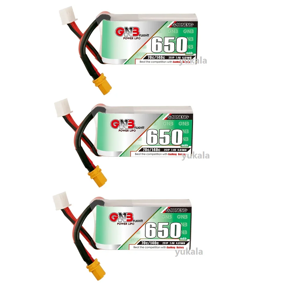 GNB 650mAh 2S 7.4V 70C/140C Lipo battery JST/XT30 Plug/USB charger for Micro aircraft Quadcopter RC Racing Drone 7.4V 550 MAH 2