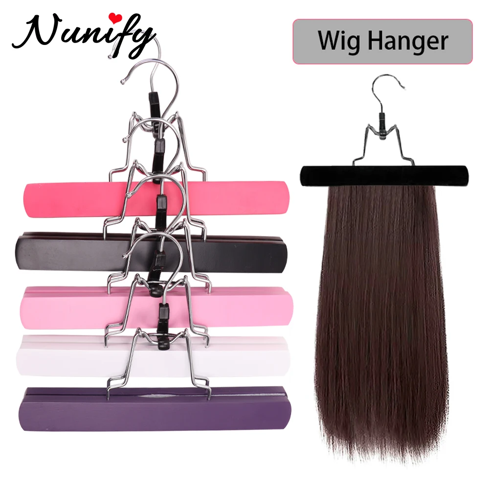 Porte-perruque pour plusieurs perruques, support d'extensions de cheveux, cintre en bois pour trame de cheveux vierges et Extension de cheveux à Clip