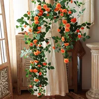Artificial Sweetheart Roses Vine Silk Flowers Rattan