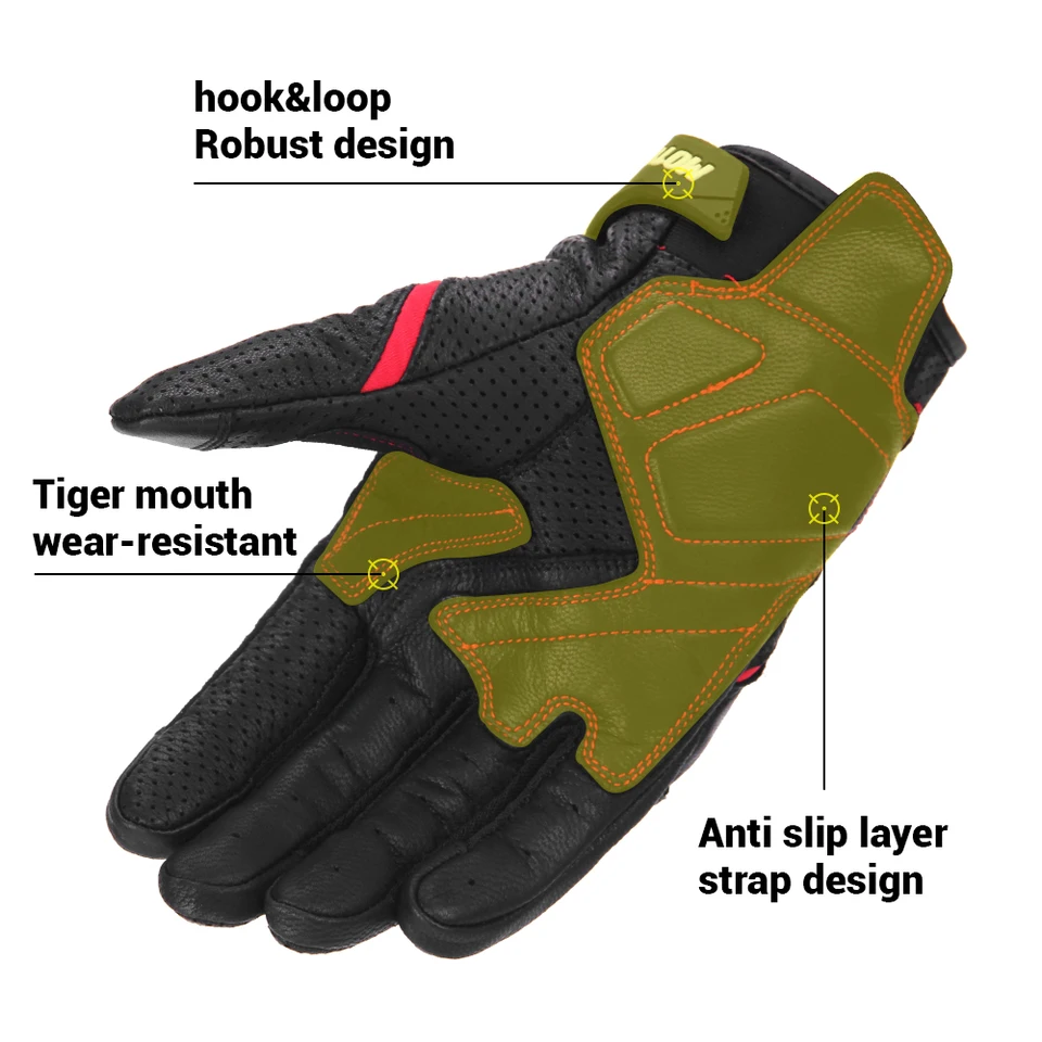 Guantes De Moto Texpeed De Cuero Con Protección CE Y Armadura De Carbono – Ventilados, Resistentes Al Agua