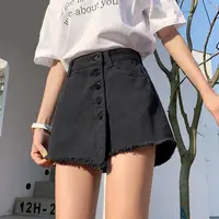 Womens Shorts Wide Short Pants for Women To Wear Baggy Culotte Skirt Office Work Denim Loose Jeans Classic Youthful Elasticty XL - Image 2