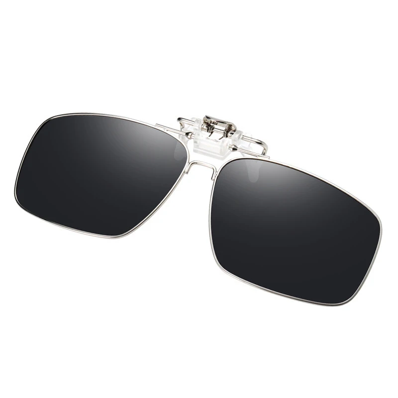 Mens metal clip on sunglasses For eyeglasses Polarized UV400 Women square night vision driving sun glasses
