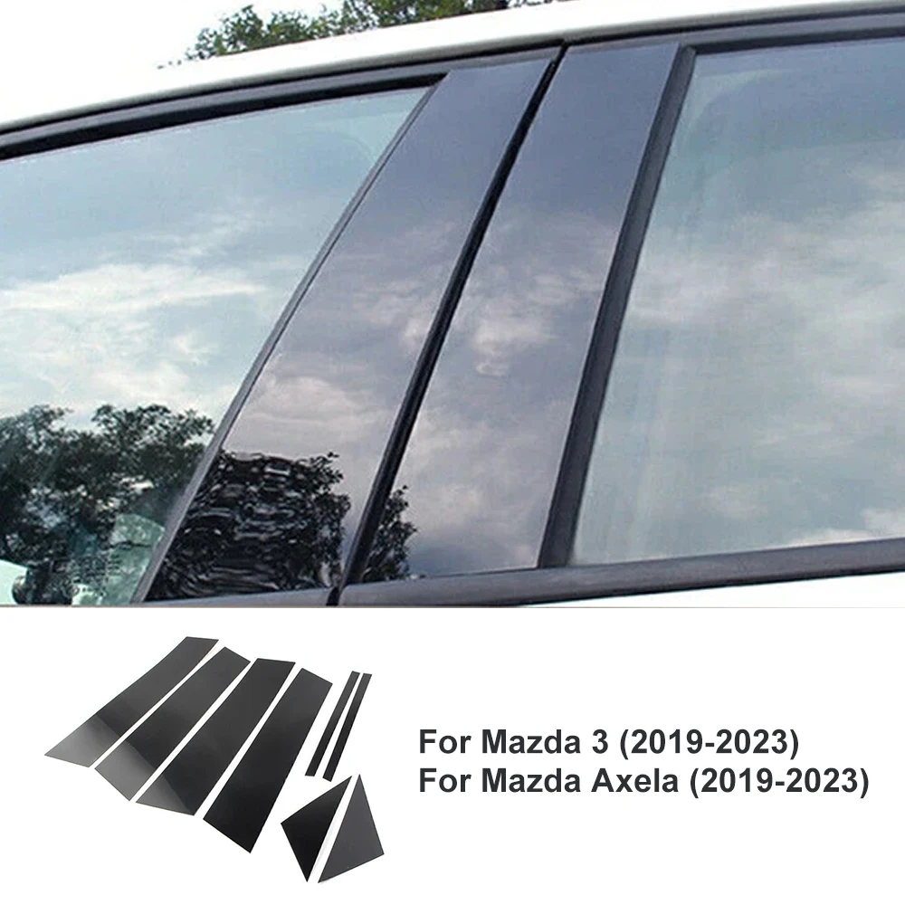 Glossy Black Car Window Door Pillar Trim Cover Stickers Accessories