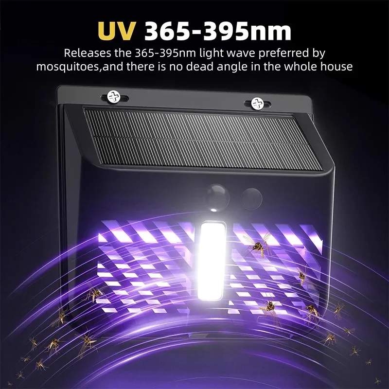 LED 태양열 모기 퇴치 램프, UV 전기 충격 모기 퇴치, 인간 지능형 유도, 야외 방수 벽 조명