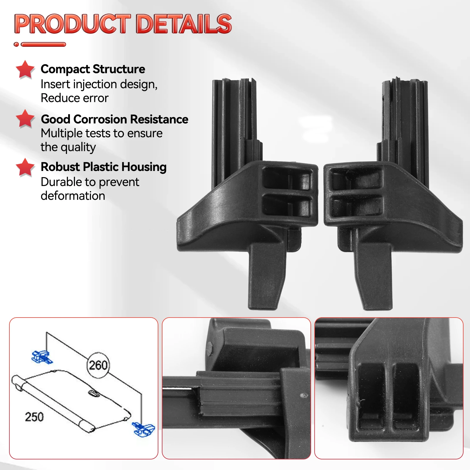 Lot De 2 Couvercles De Coffre Pour Mercedes Classe A/B W169 W245 - Noir ABS - Référence OEM A1696930284 - 12