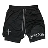 2in1 Running Workout Gym Shorts Men Athletic Performance Shorts summer with Phone running Pocket Towel Loop Workout Activewear