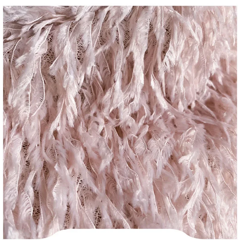 Description Picture 4 of itemNew Feather Tassel Fabric Chemical Fiber Plush Mesh Fabric DIY Dress Skirt