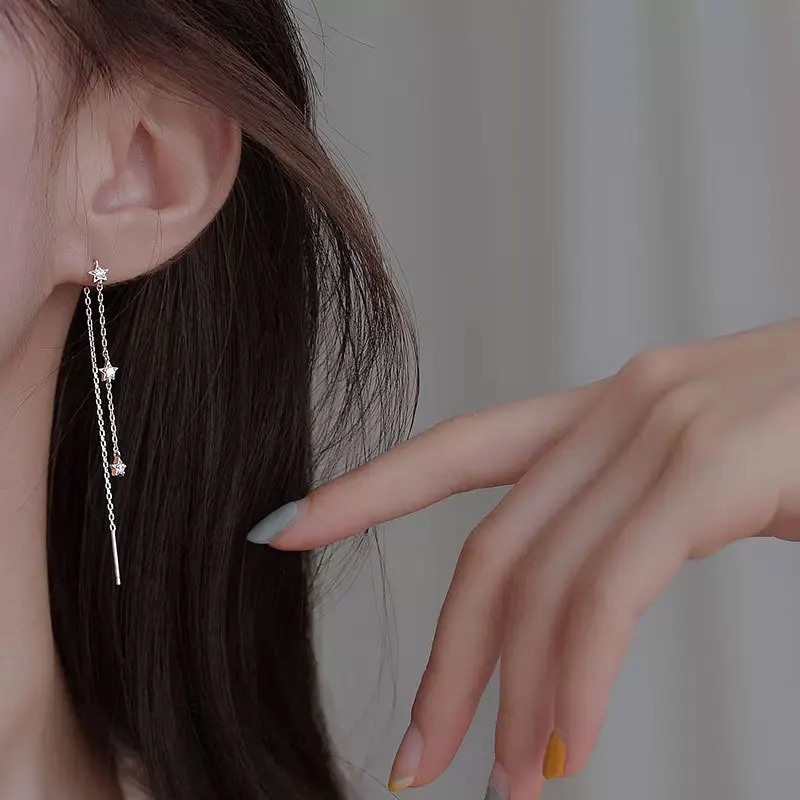 Boucles D'oreilles Pendantes Vintage En Argent – Pampilles, Bijou Fantaisie (parfait état)