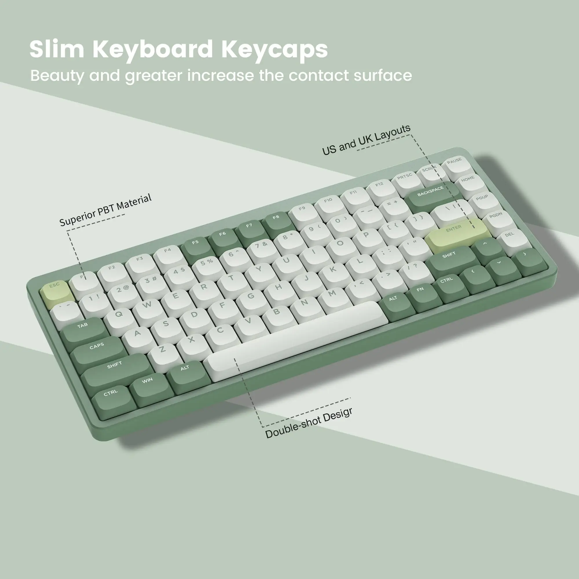 Custom Green Low Profile Pbt Keycaps Double Shot Gateron Cherry mx Switches Gamer Teclado Mecânico 143 Chaves - Imagem 5